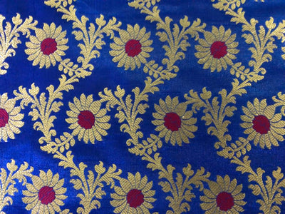 Silk Brocade fabric 44" wide Floral Jacquard available in 4 colors BRO916 red, navy, red wine, royal blue[15700-15703]