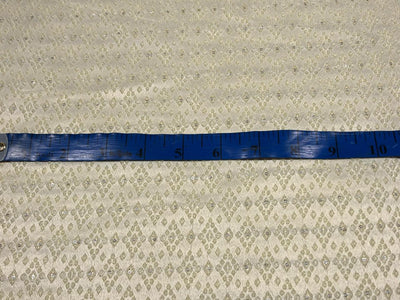 Silk Brocade fabric 56" ivory with self  jacquard and very subtle silver sequence BRO1061[2]