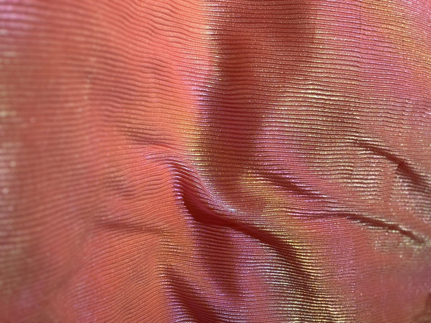 Pleated Rainbow Foil Fabric With Lycra 58'' Wide available in two colors barbie pink and candy pink [17249/50]