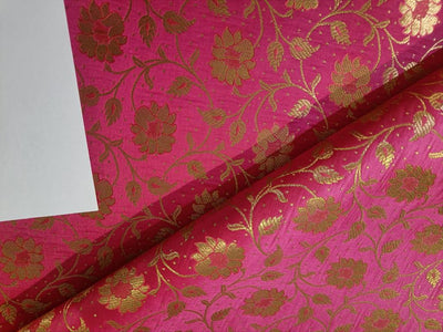 Silk Brocade fabric CANDY PINK X METALIC GOLD jacquard  44" wide BRO895A[1]