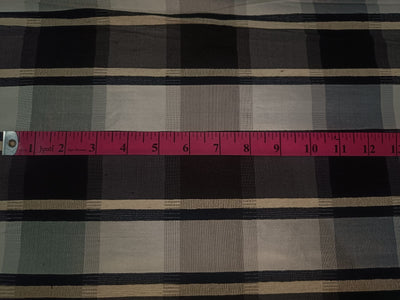 Silk Dupioni Fabric Plaids black grey and white color 54" wide DUPC99[1]