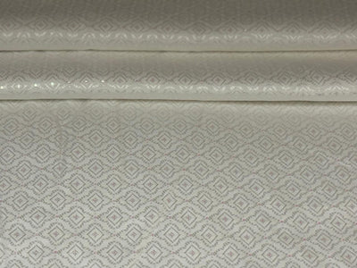Silk Brocade fabric 44"white ivory motif with subtle lurex dots  BRO1066[1]