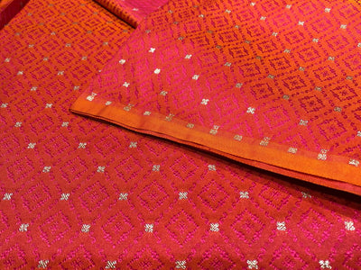 Silk Brocade fabric  self jacquard with subtle white gold metallic dots jacquard available in 5 colors black ,red x pink,mulberry,mustard, and purple BRO1013