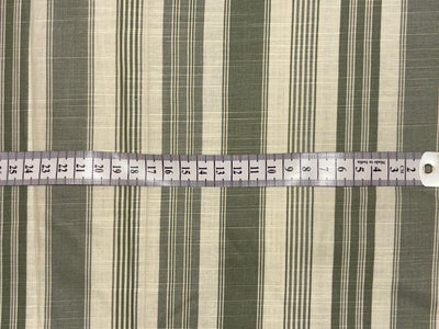 100% Cotton Poplin 58" wide  olive green and white ivory  stripes [18325]