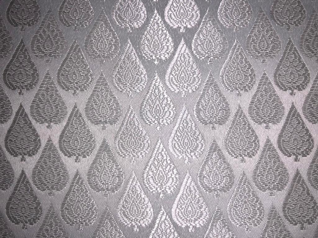 Silk Brocade fabric WHITE with self color motif 44" wide Jacquard BRO913[1]