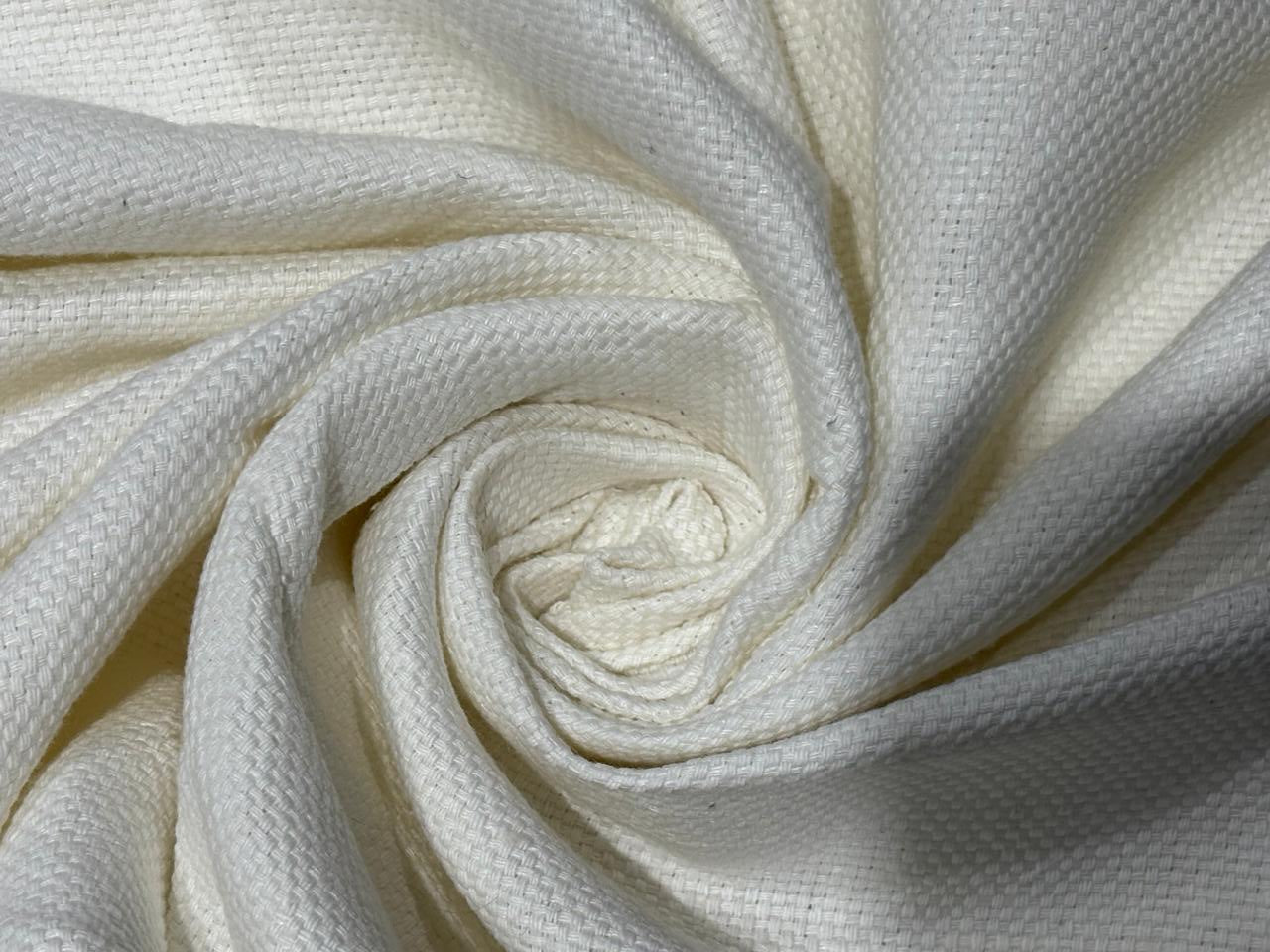 Linen Cotton fabric basket weave Ivory colour 54" wide [17787]