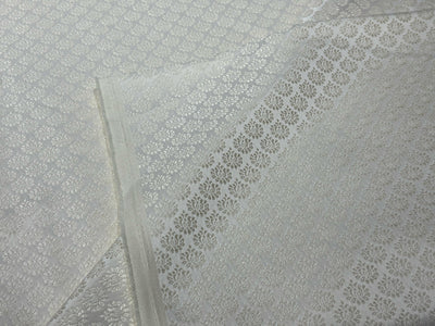 Silk Brocade fabric  jacquard IVORY TUSSK COLOR with self motif  56" BRO1009[1]