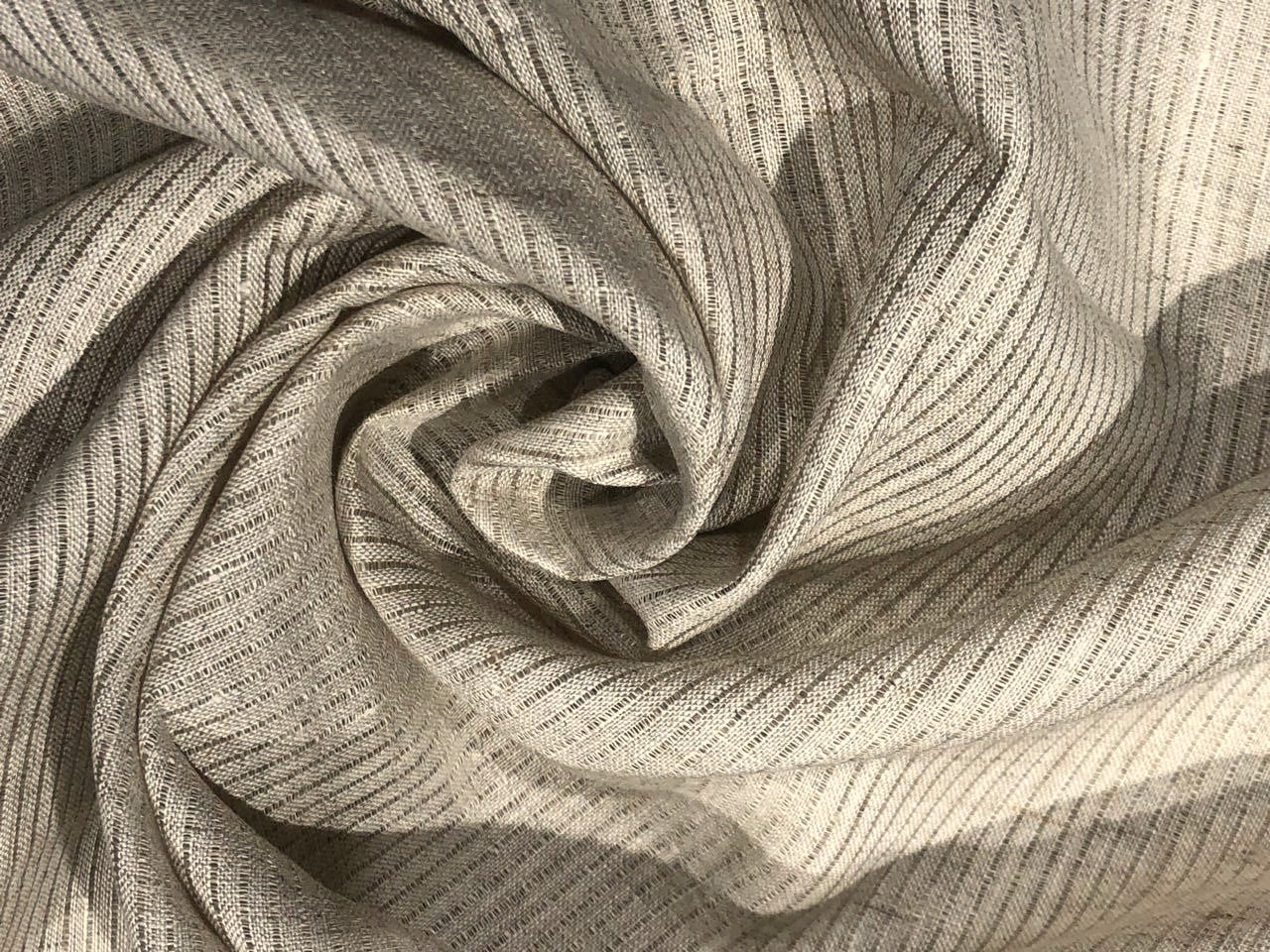 100% Linen stripe fabric mis-dent European dobby [17722]