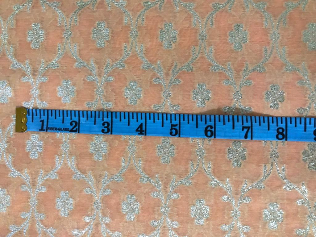 Silk Brocade fabric 44" wide peach Jacquard BRO915[2]