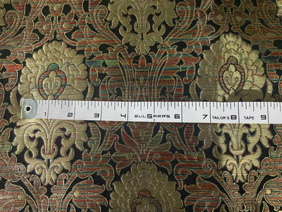 Silk Brocade King Khab fabric 36" wide BLACK METALIC GOLD with multi shaded jacquard BRO906[4]