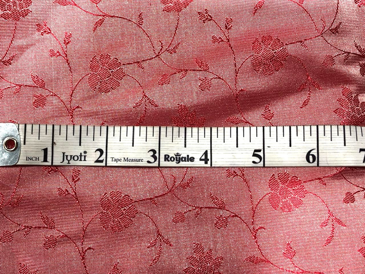 Silk Brocade fabric color coral with self  floral vines jacquard 44" wide BRO1055[3]