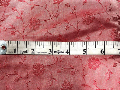 Silk Brocade fabric color coral with self  floral vines jacquard 44" wide BRO1055[3]