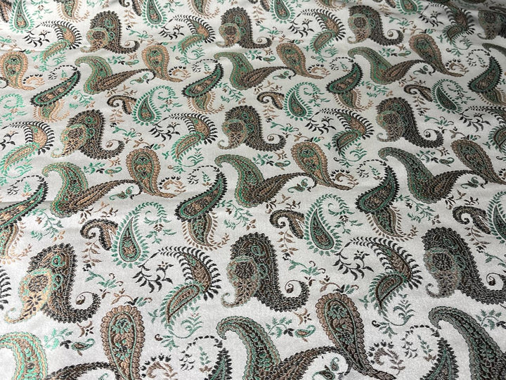 100% Silk Taffeta Jacquard Fabric PAISLEYS available in 2 colors