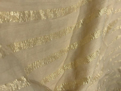 SILK  Crushed MUGA SILK TISSUE STRIPES available in 2 colors crinkle gold x gold stripe/dark ivory x copper/golden cream x silver stripe[17746/47]