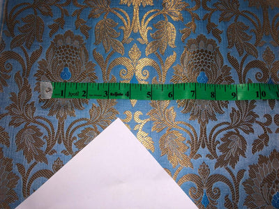 Brocade  Metallic GOLD fabric 44 inch wide available in 8 colors  silver grey,mint green,silver blue,lilac, rose pink,blue,peach and sea green BRO1010