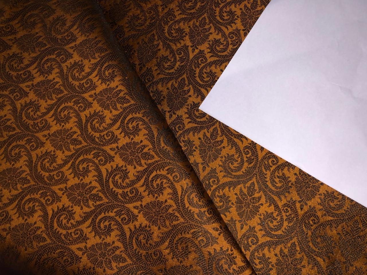 Brocade fabric 44" wide BRO933 available in 10 colors RUSTY ORANGE/MUSTARD BROWN/ TEAL BLUE/INK BLUE/ BLACK GREY /BRIGHT YELLOW /EMERALD GREEN/ROYAL BLUE/RED WINE AND PARROT GREEN