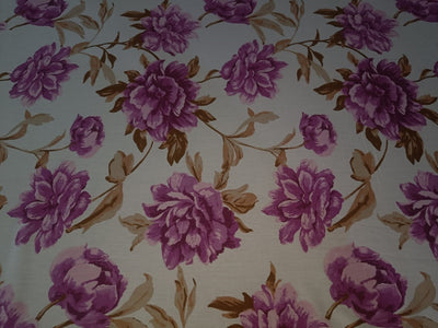 100% Cotton Poplin Floral Print Purple 58" wide