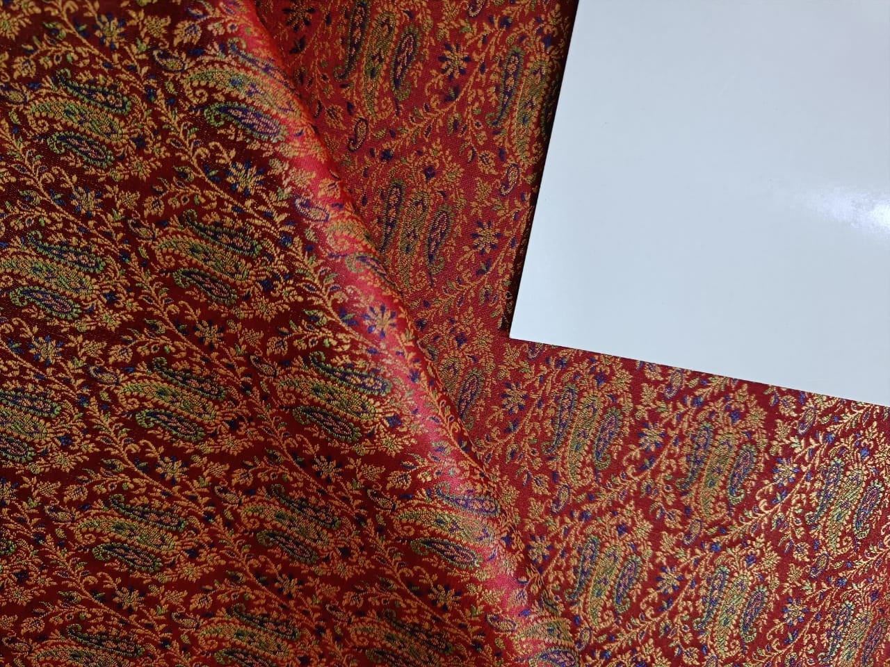 Brocade paisley jacquard fabric 44" wide BRO894 available in Three colors purple/red/sea green and pink x red
