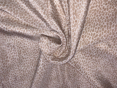 Pure silk  crepe printed fabric ivory with beige abstract print [18290]