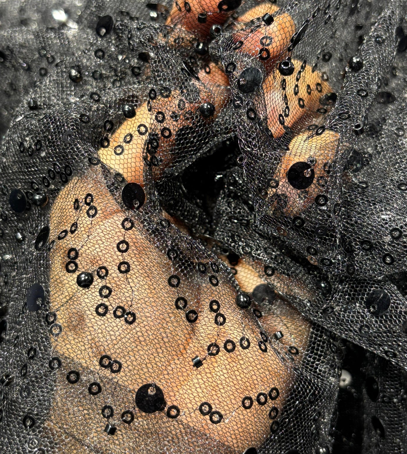 NET fabric  With self color  sequins and  pearls available in 2 colors black and white [17760/61]