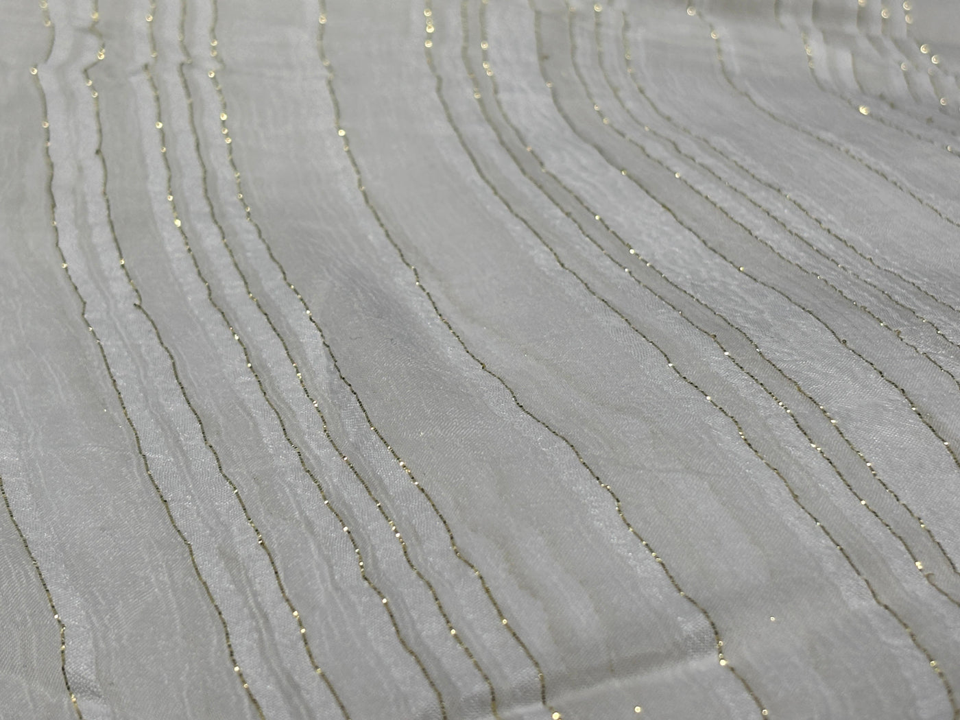 Cotton viscose crush chiffon with satin and lurex stripe fabric 44" wide [17780]