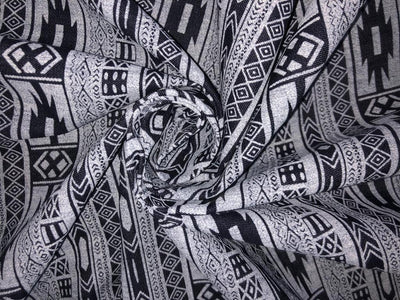 100% Cotton Denim Fabric 58" wide GREY/BLACK ABSRACT DESIGN [15576]