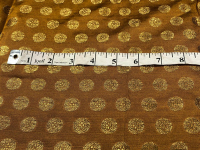 Silk Brocade fabric  mustard with gold circle motif Jacquard 44" wide  BRO822A[1]