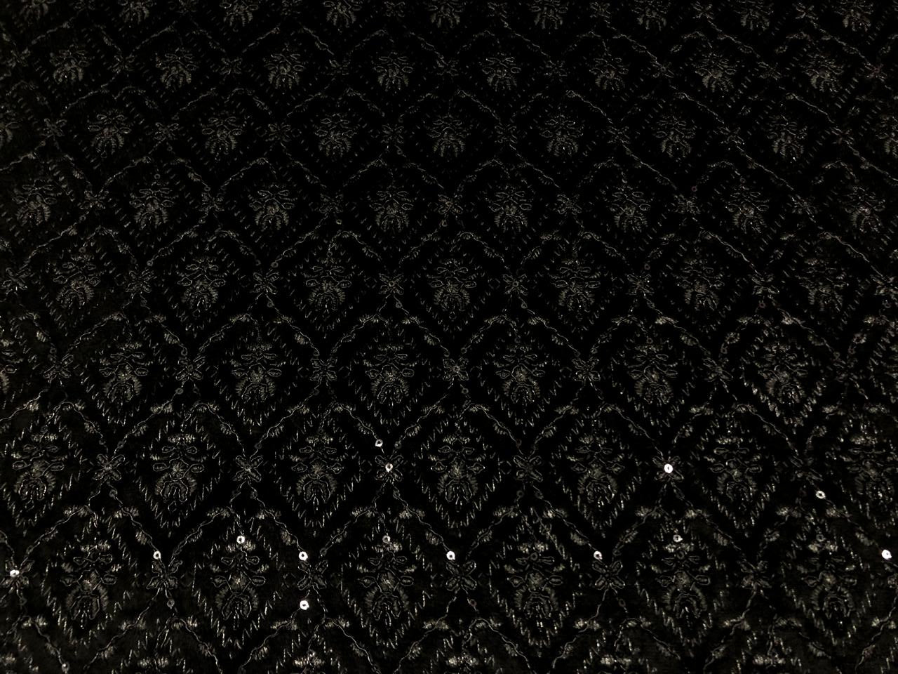 Brocade Velvet Embroidered fabric black color 60" wide 2 styles a black and silver and black with sequence BRO1088