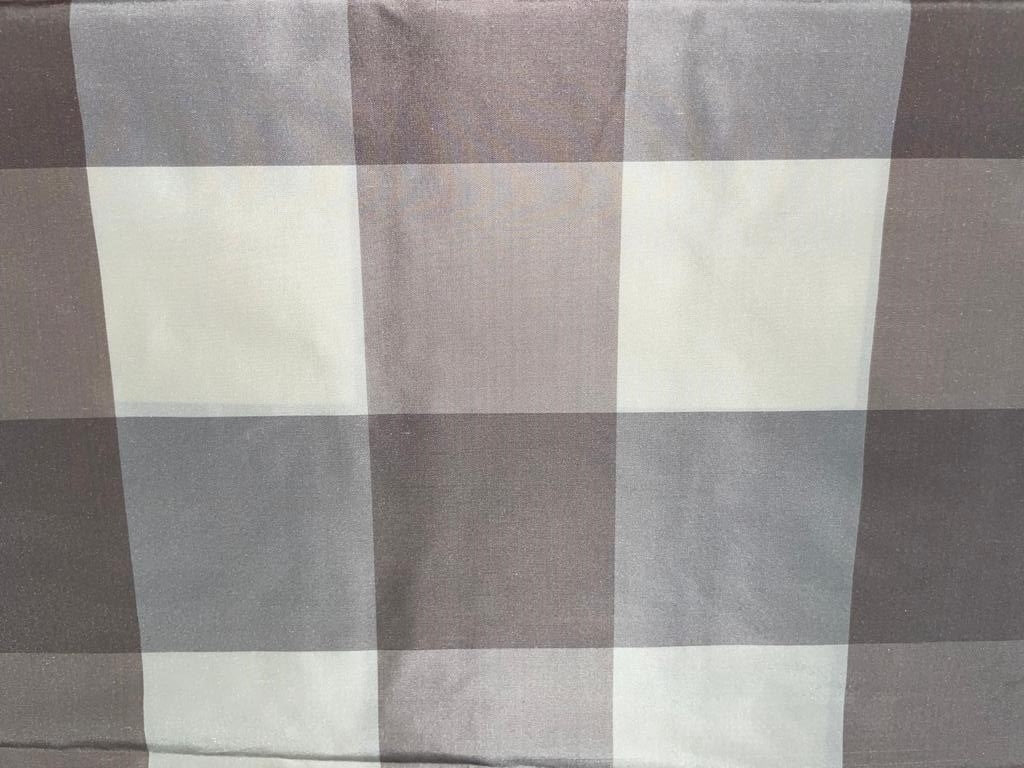 SILK TAFFETA FABRIC Ivory &amp; aubergine x brown colour plaids 54&quot; wide Taf#C20