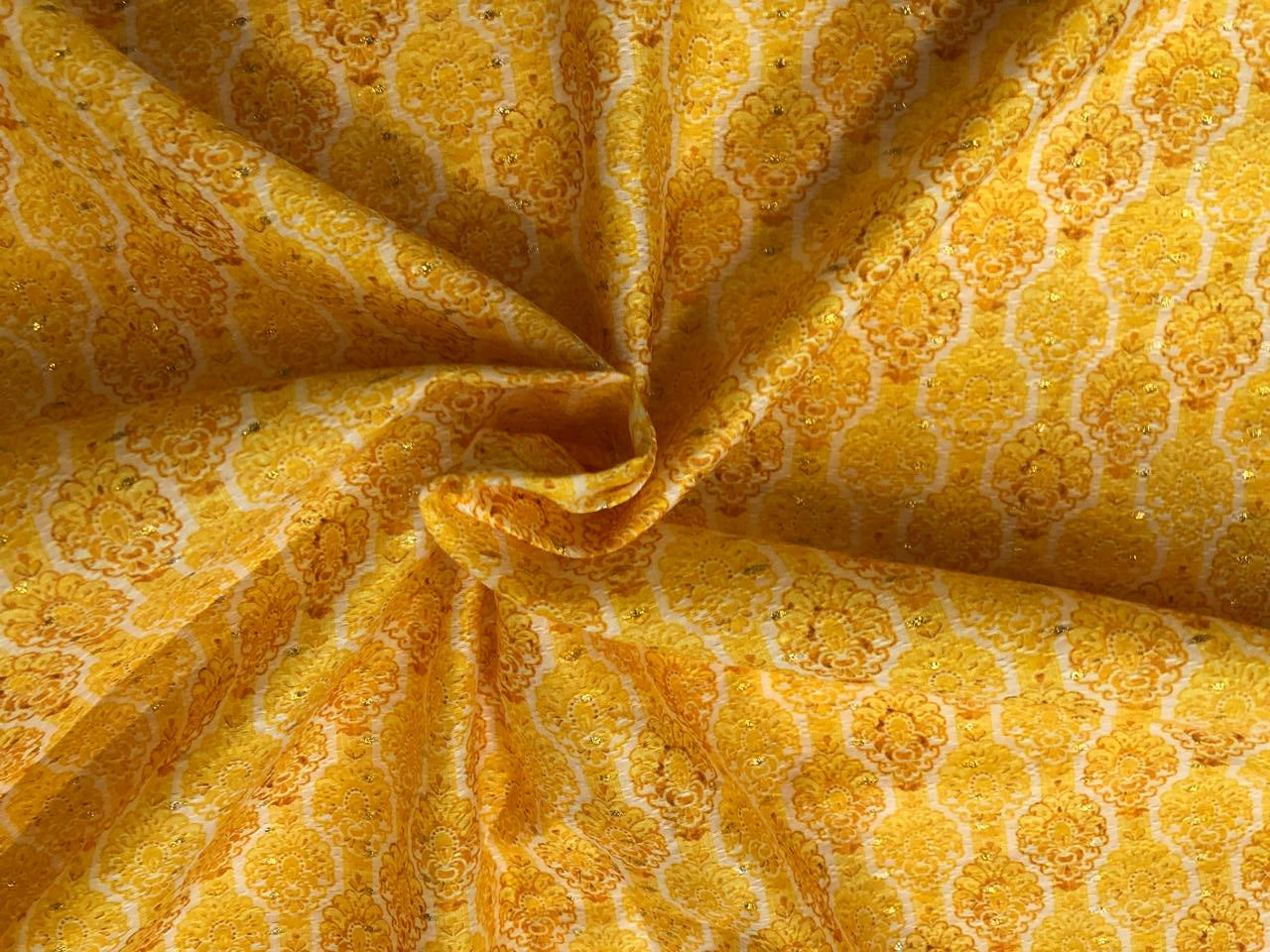 Silk Brocade fabric floral motifs available in 2 colors yellow and green 58" wide BRO1094[1/2]