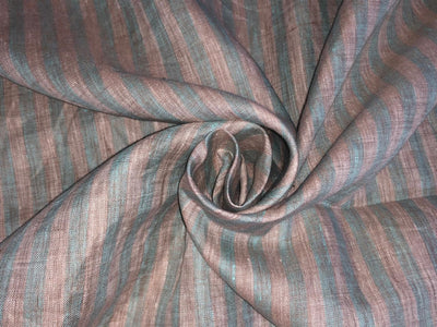 100% Linen stripe 60's Lea Fabric 58" wide available in three colors pink and lavender/sea green and camel and blue and grey