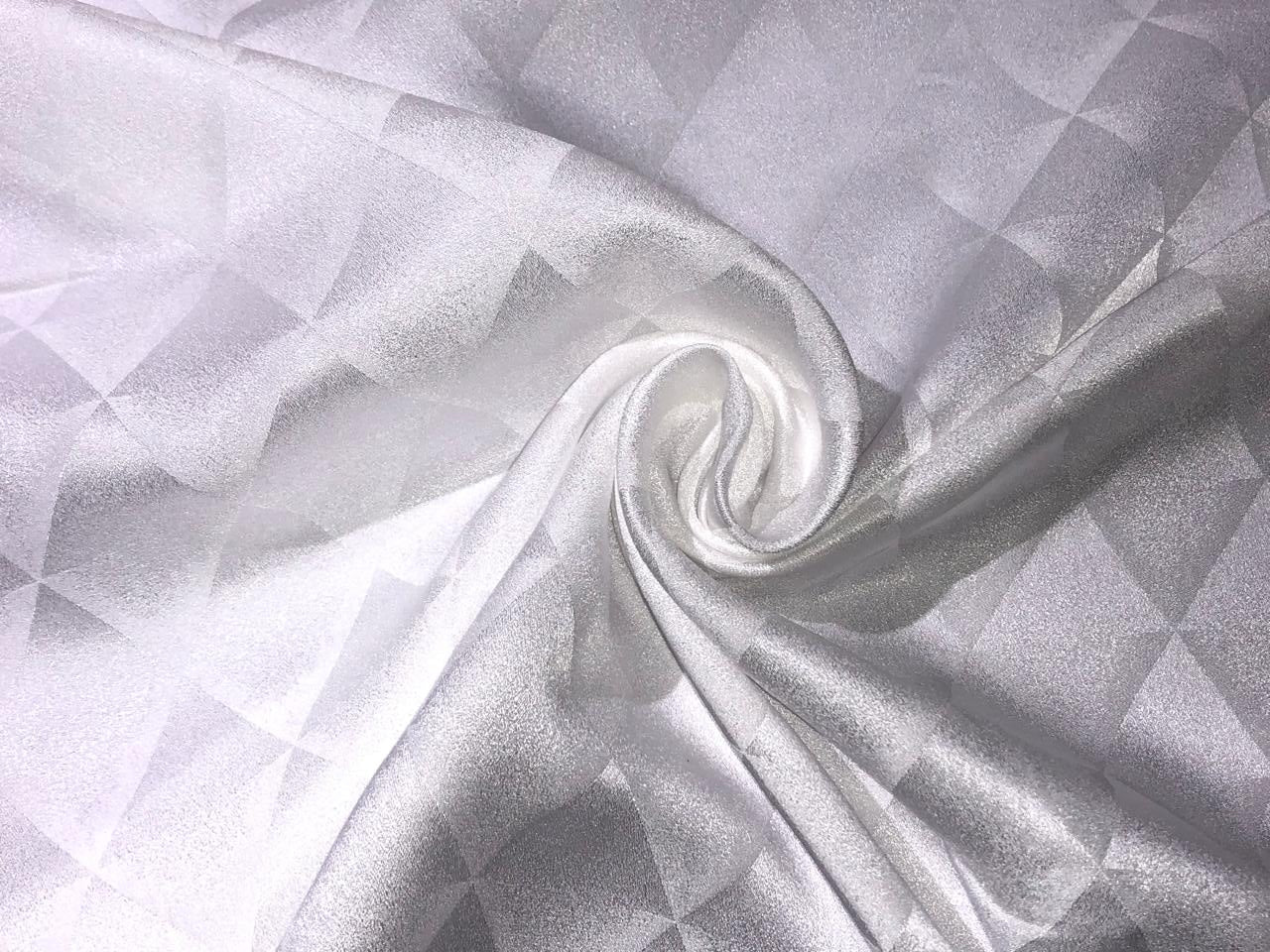 Silk  Satin JACQUARD IVORY WHITE 44" wide available in abstract,floral,roses,waves and triangles jacquard  designs