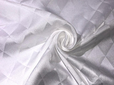 Silk  Satin JACQUARD IVORY WHITE 44" wide available in abstract,floral,roses,waves and triangles jacquard  designs