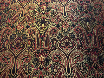 Silk Brocade fabric gold jacquard paisleys available in 3 colors pink/teal , green and red/black  BRO1103