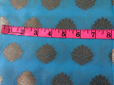 Silk Brocade fabric with Metallic gold motif Jacquard  44" wide  available in 5 colors DARK BOTTLE GREEN/ GREEN/ GOLDEN BEIGE BLUE and KINGFISHER BLUE BRO928