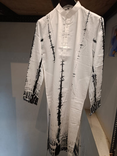 HAND PAINTED  Tie and dye stitched men's kurta in cotton available in 7  colors