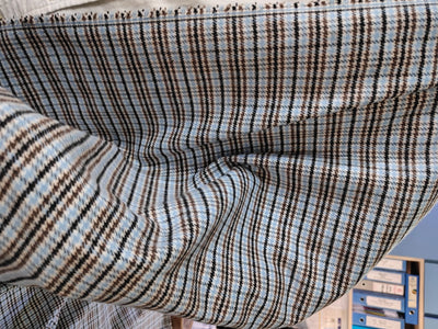 Wool and Acrylic blend fabric pastel blue brown and black plaids [15822]