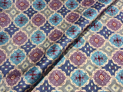 Silk Brocade fabric 56"blue,purple,pink and burgundy  jacquard and very subtle pink sequence BRO1061[3]