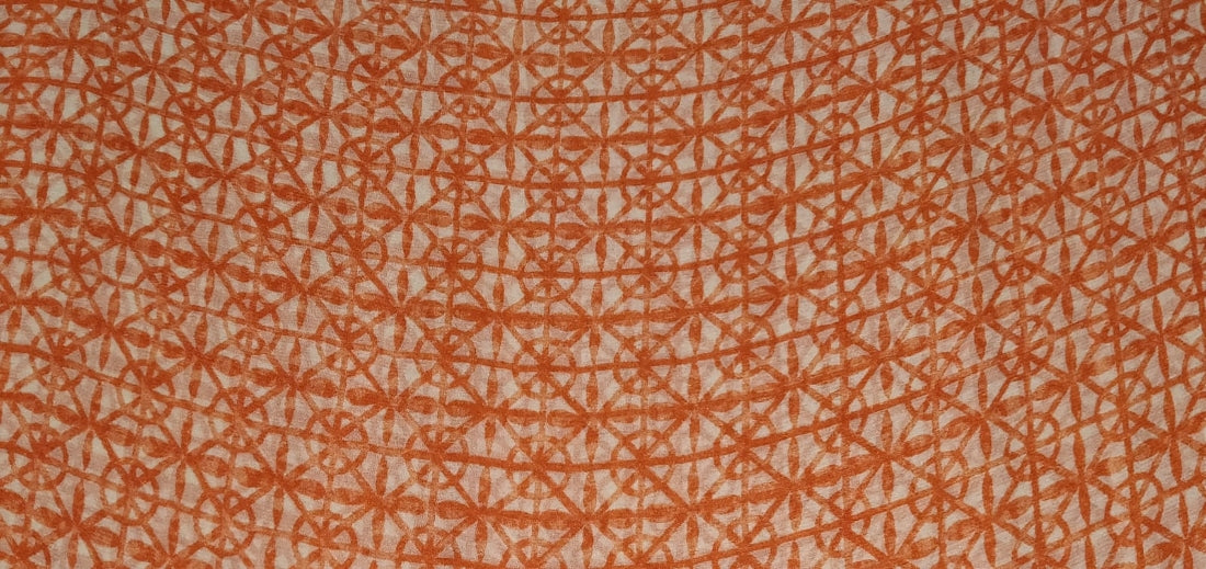 Silk chiffon printed  fabric dusty orange geometric  44" wide [12286]