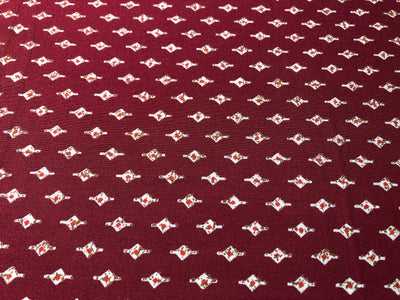 Premium Viscose Rayon fabric with foil print tiny motifs available in 2 colors navy and burgandy