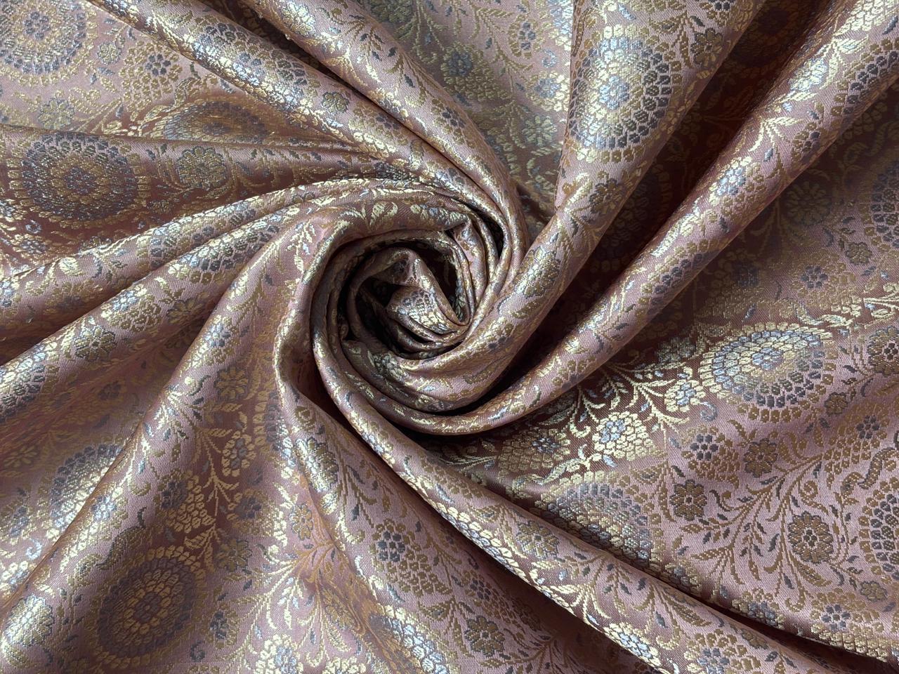 Silk Brocade fabric 44"dusty lavender with subtle gold  jacquard  BRO1064[4]