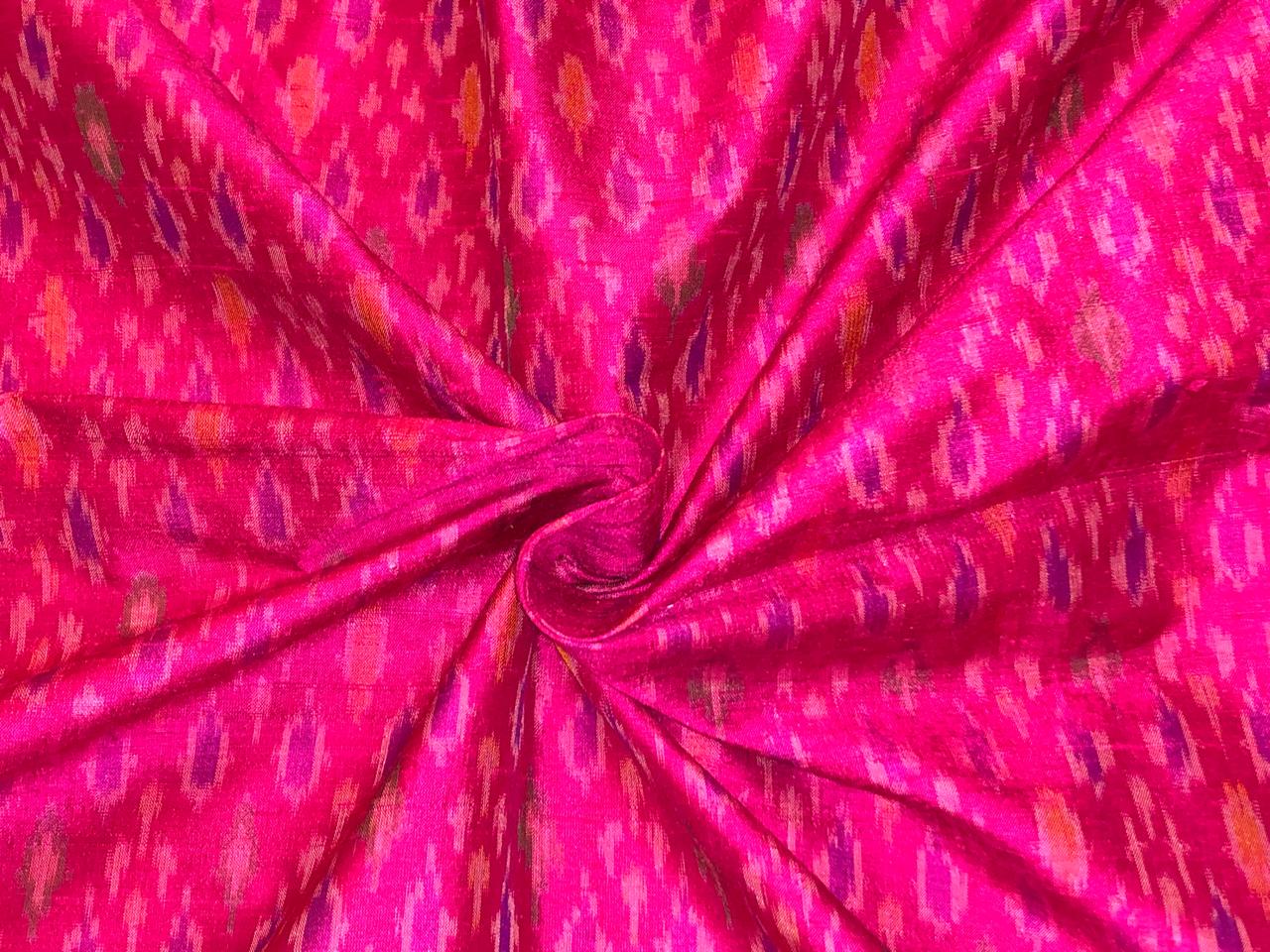 100% pure silk dupion ikat fabric pink color 44" wide available in 3 combinations[18470/71/72]