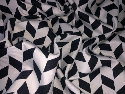 100% Cotton Denim  Fabric 58" wide WHITE AND BLACK ABSTRACT [15746]