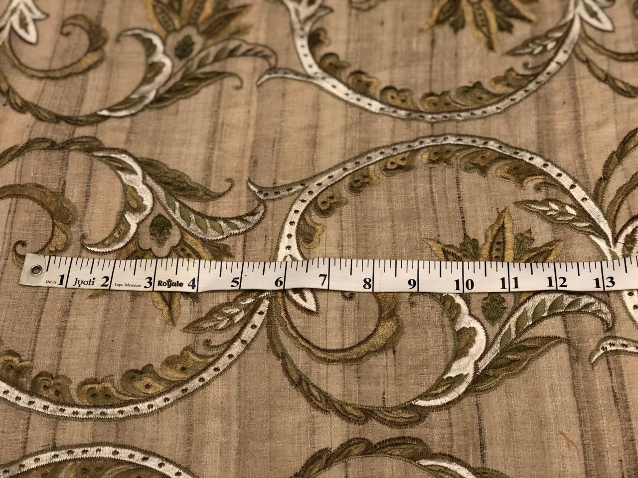 Tussar Silk  Fabric embroidered floral vines 48" wide [18644]