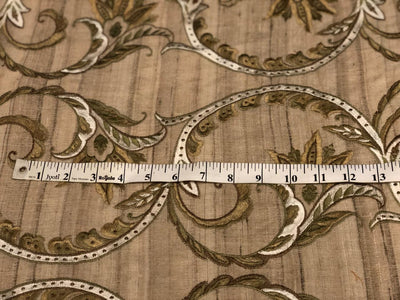 Tussar Silk  Fabric embroidered floral vines 48" wide [18644]