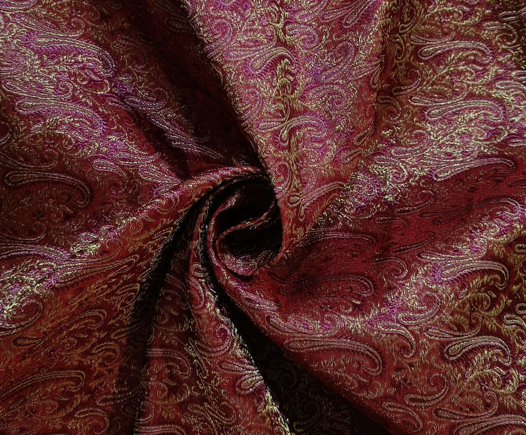 BROCADE FABRIC Red &amp; Metallic Gold Color 44" wide BRO53[1]