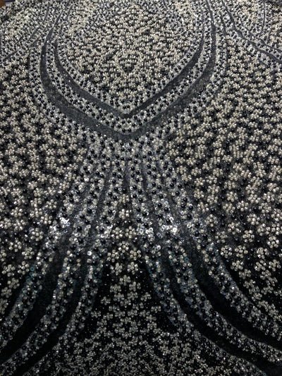 NET fabric with sequins and  pearls available in 2 colors black and white 56" wide [17807/08]