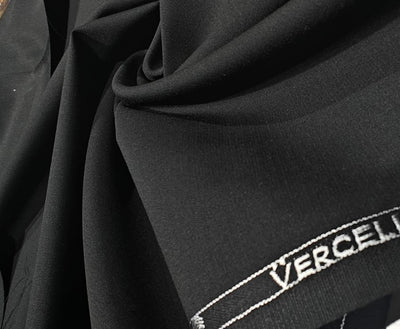 100% WOOL SUITING VERCELLI AUSTRALIAN MERINO WOOL BLACK COLOR LUXURY SUITING [17126]