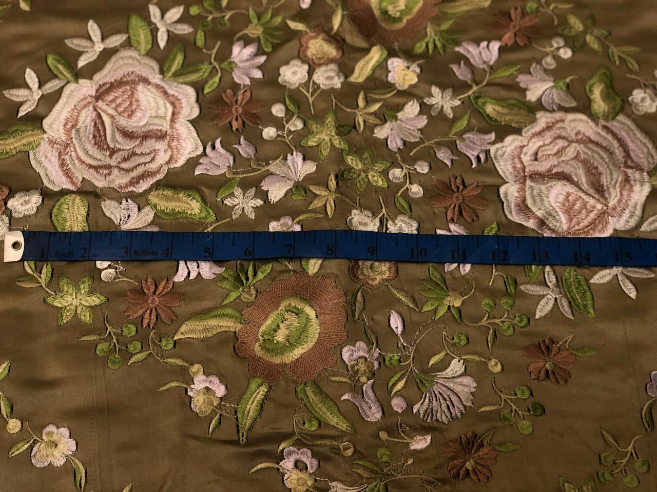 100% pure silk 45 momme EMBROIDERED dutchess satin 54&quot; wide [8930]