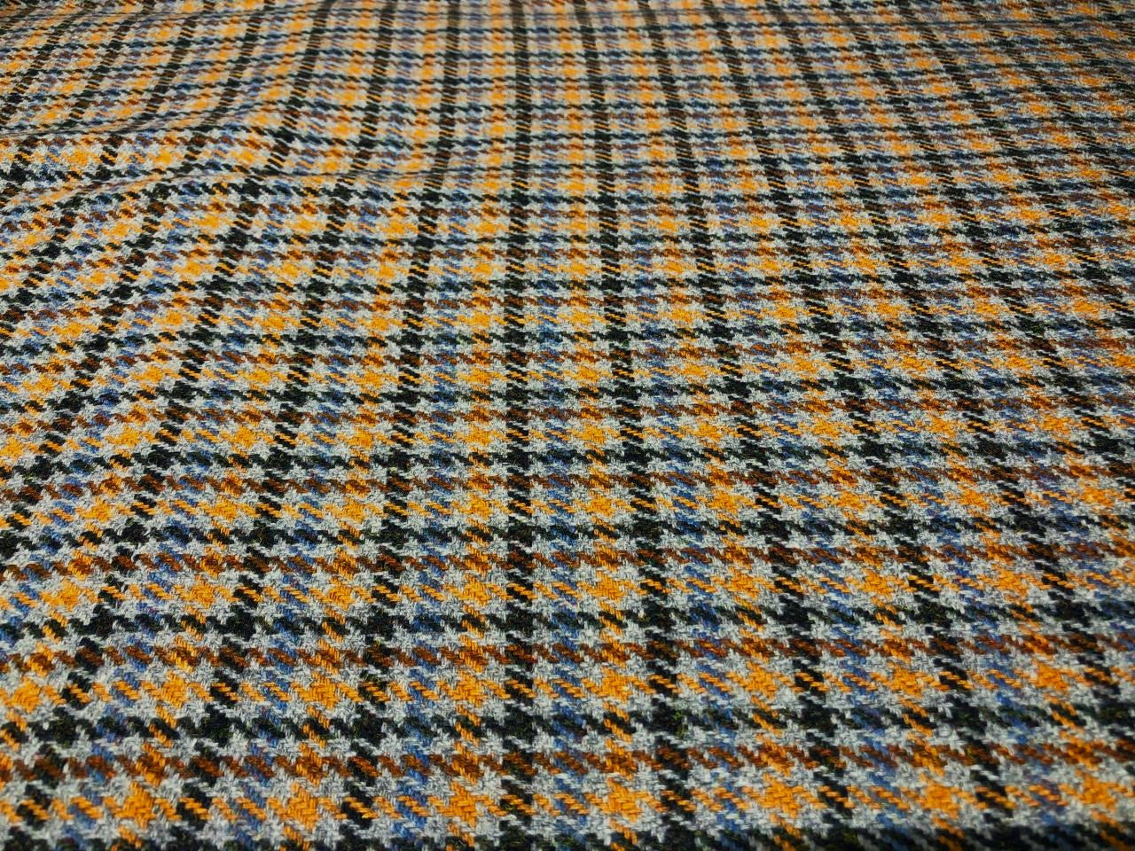 Tweed Premium Suiting Wool Blended plaids in grey ,green, mustard and blue Fabric 58" wide [17745]